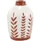 White Ceramic Floral Vase with Terracotta Colored Detailing Set